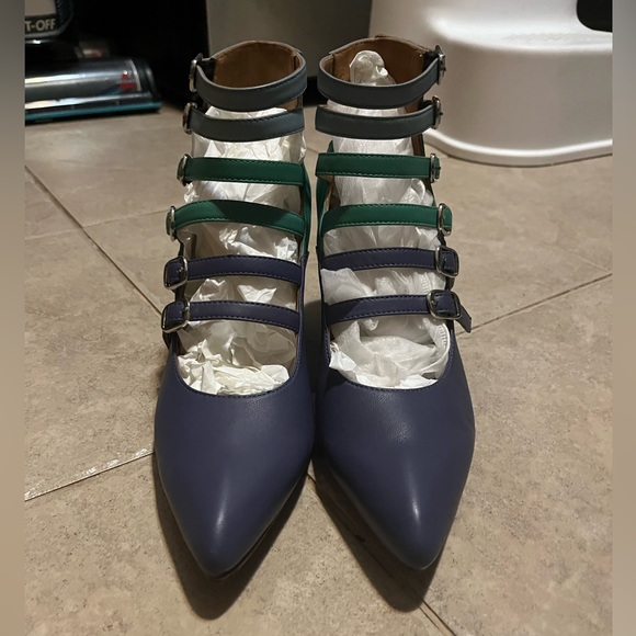 **SOLD**John Fluevog Twist Watusi blue green size 8.5 - Picture 2 of 7